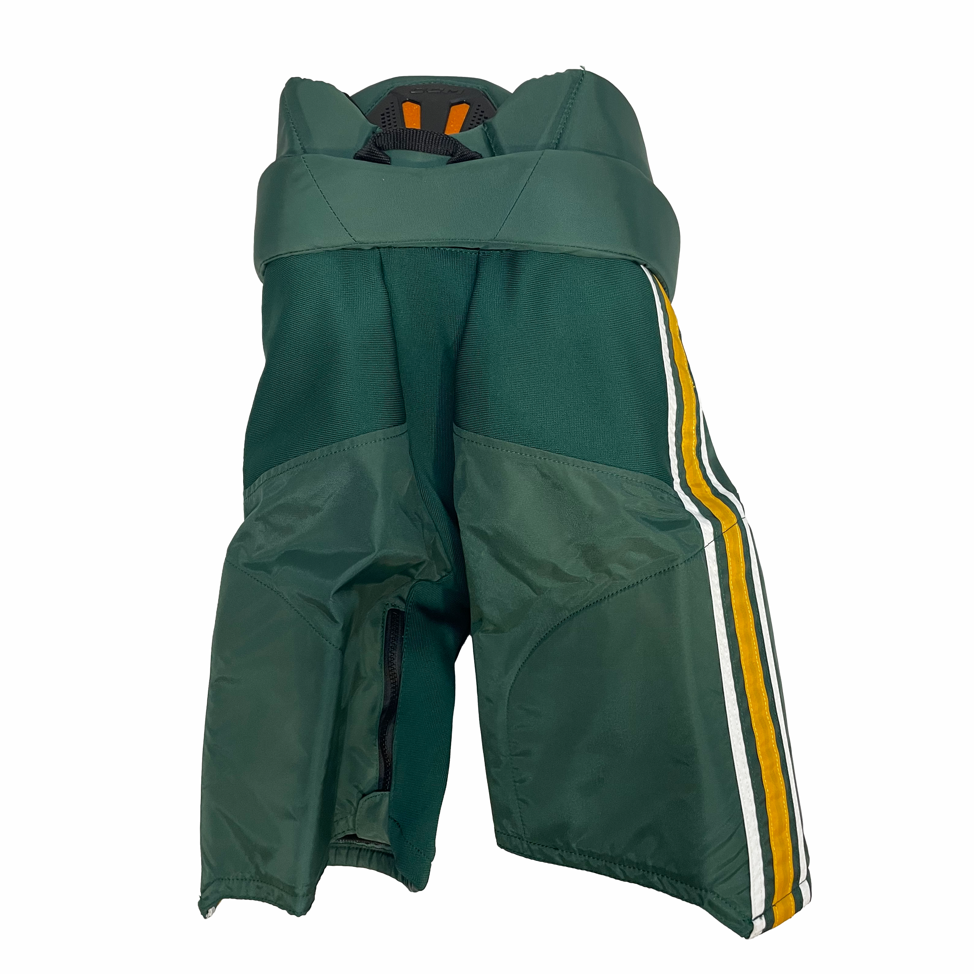 CCM HPFTW - Pantalon de hockey NCAA Pro Stock pour femme (vert/jaune/blanc)